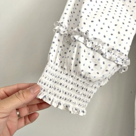 Hill House Nesli Nap Midi Dress White Pampelonne Paisley Smocked Women’s Large - Picture 6 of 6